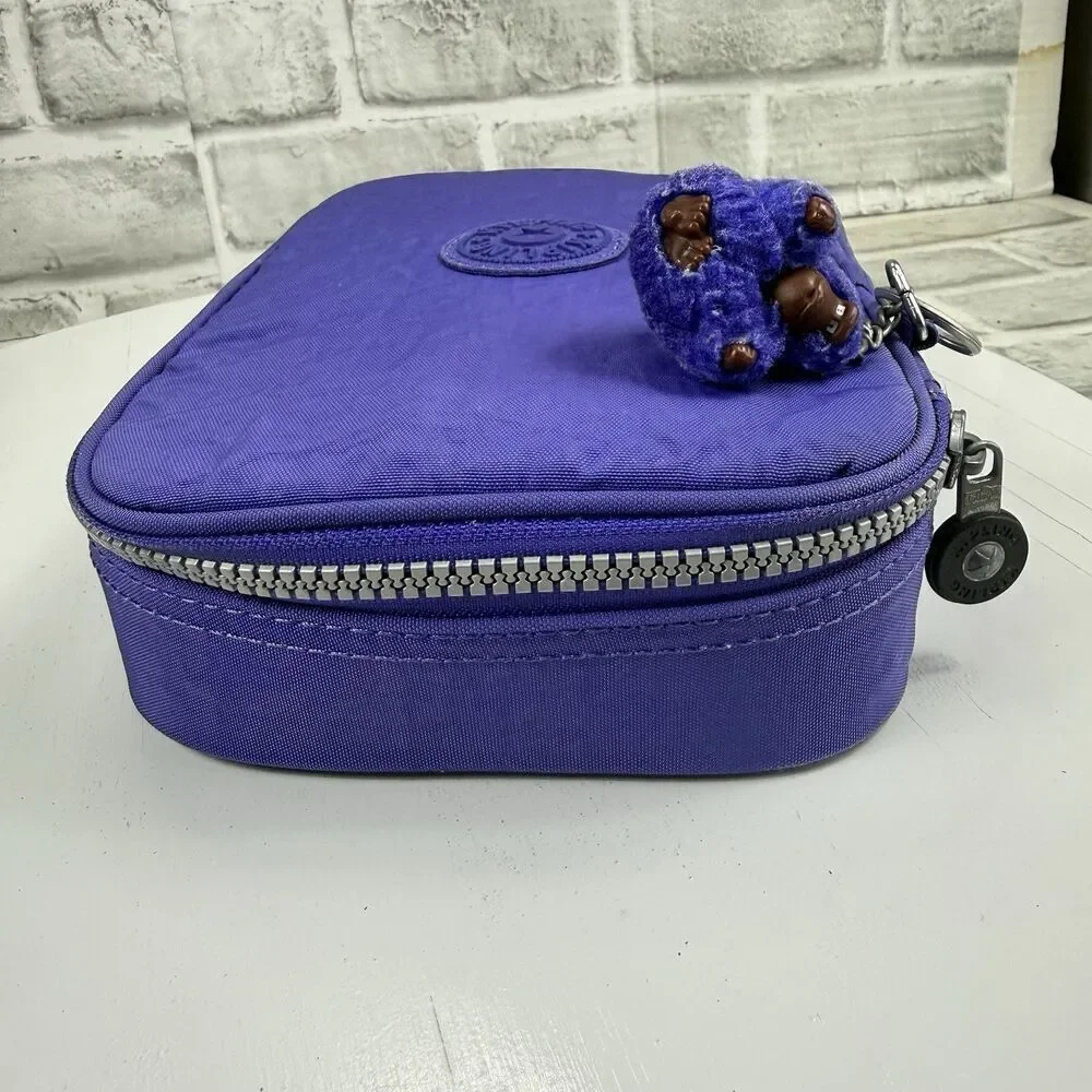 Kipling 101 Pens Case Make up Case Clutch Polyamide Purple with Charm